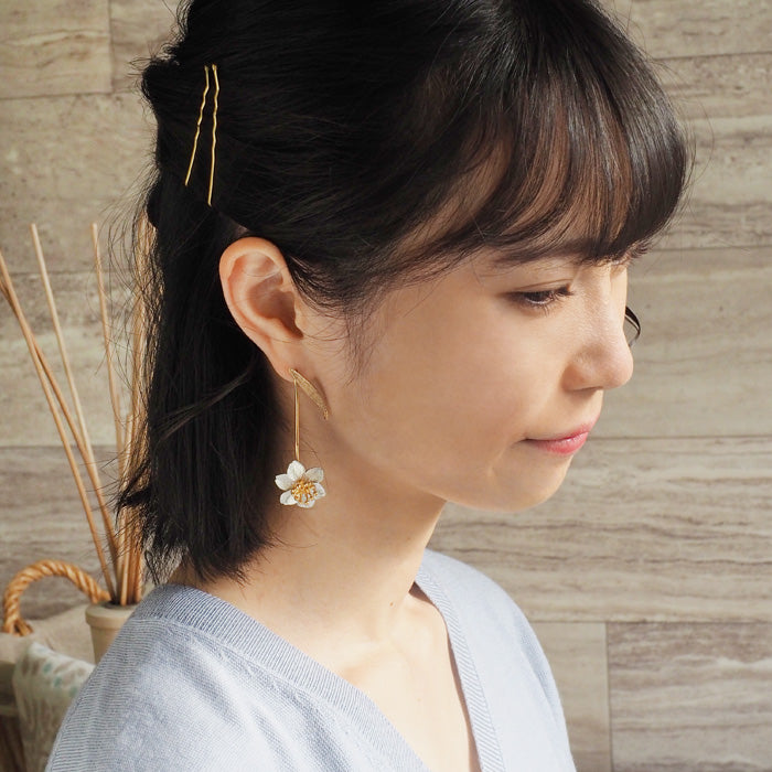 sasakihitomi 水仙耳環 不對稱銀 925 18K 金塗層雙耳套裝 [No-077] 