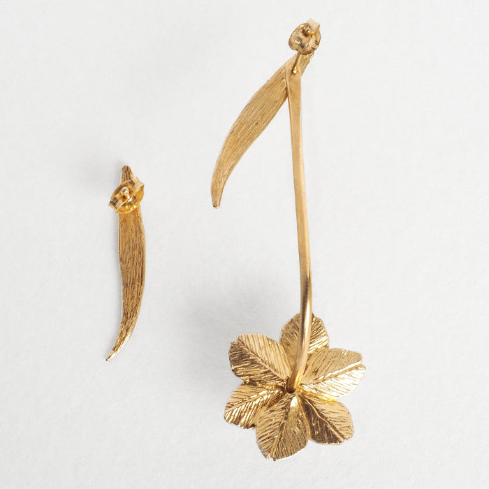 sasakihitomi Narcissus Earrings Asymmetric Silver 925 18K Gold Coating Binaural Set [No-077] 