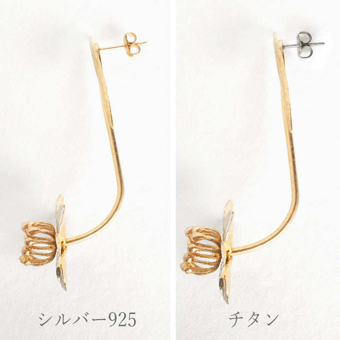 sasakihitomi Narcissus Earrings Asymmetric Silver 925 18K Gold Coating Binaural Set [No-077] 