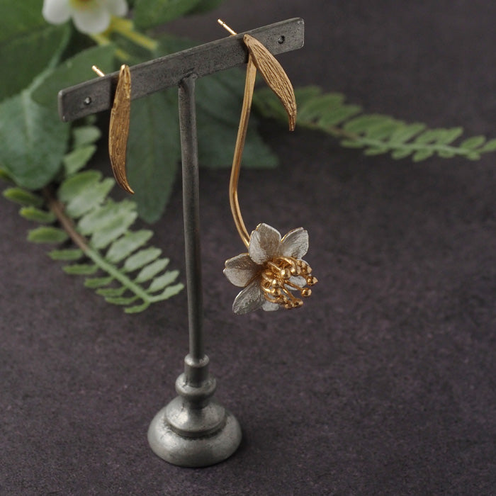 sasakihitomi Narcissus Earrings Asymmetric Silver 925 18K Gold Coating Binaural Set [No-077] 