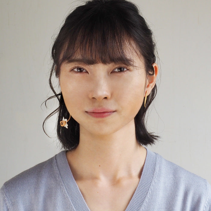 sasakihitomi Narcissus Earrings Asymmetric Silver 925 18K Gold Coating Binaural Set [No-077] 