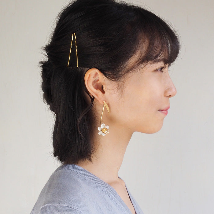 sasakihitomi Narcissus Earrings Asymmetric Silver 925 18K Gold Coating Binaural Set [No-077] 