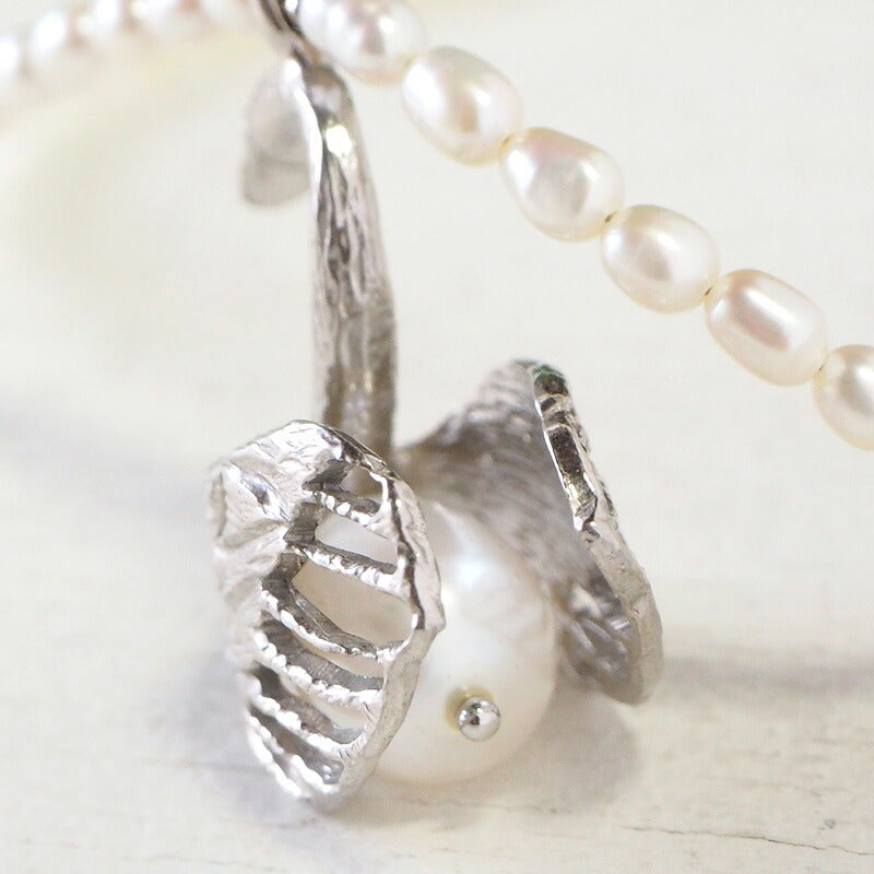 sasakihitomi Swan necklace silver &amp; white pearl [No-078]