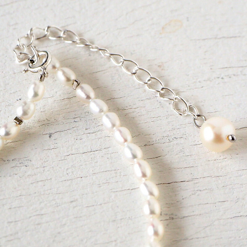 sasakihitomi Swan necklace silver &amp; white pearl [No-078]
