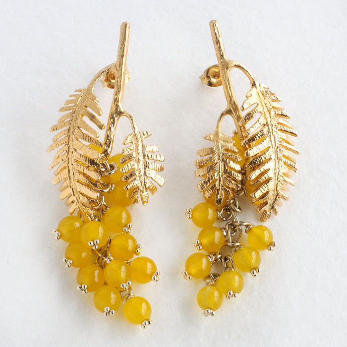 sasakihitomi Mimosa earrings yellow agate x brass 18k gold coating [No-081]
