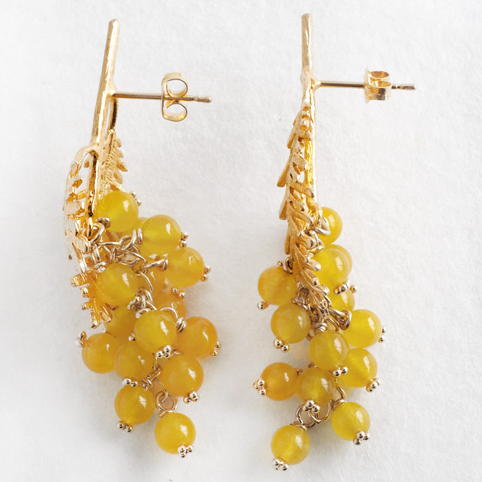 sasakihitomi Mimosa earrings yellow agate x brass 18k gold coating [No-081]