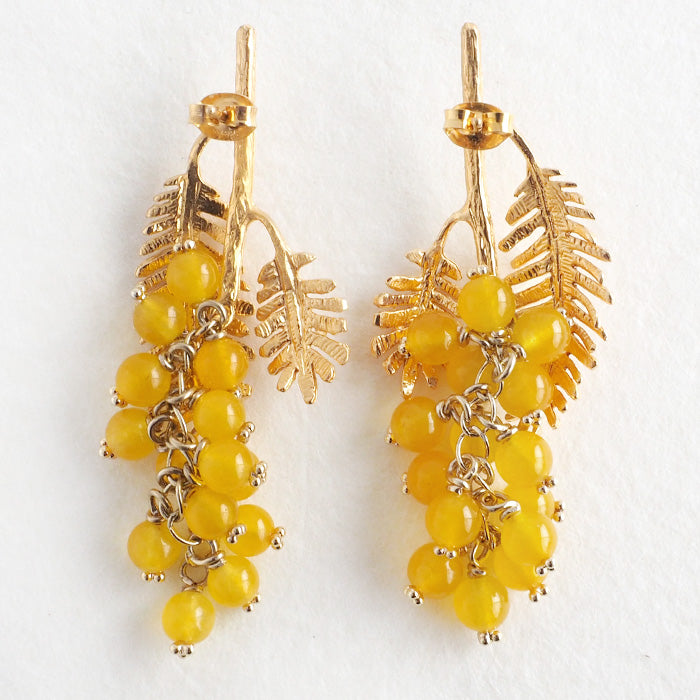 sasakihitomi Mimosa earrings yellow agate x brass 18k gold coating [No-081]