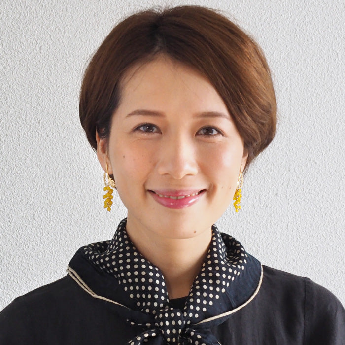 sasakihitomi Mimosa earrings yellow agate x brass 18k gold coating [No-081]