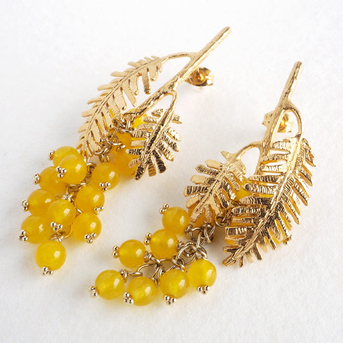 sasakihitomi Mimosa earrings yellow agate x brass 18k gold coating [No-081]
