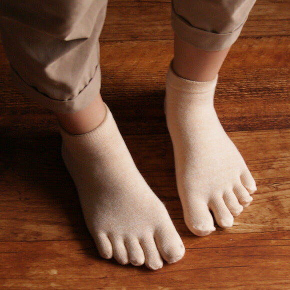 [3 colors] ORGANIC GARDEN Saido-dyed, unbleached 5-toe ankle-length socks for men and women [8-0400] 