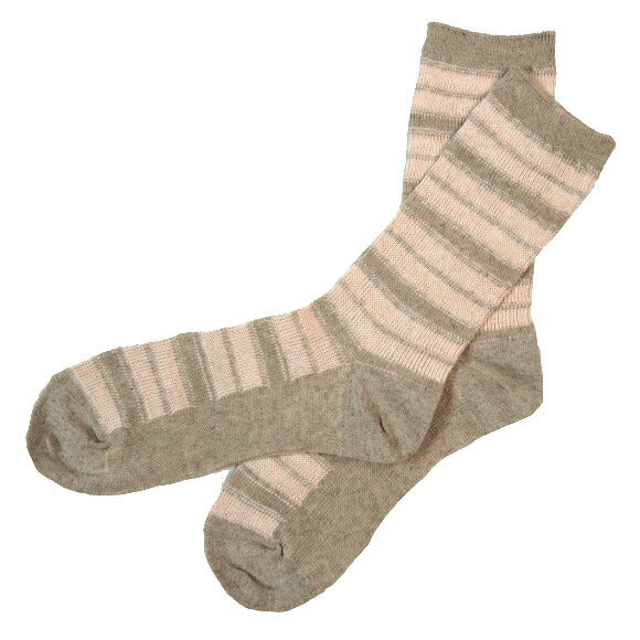 [2 colors] ORGANIC GARDEN Linen/Cotton Jacquard Border Socks for Men and Women [8-0026] 