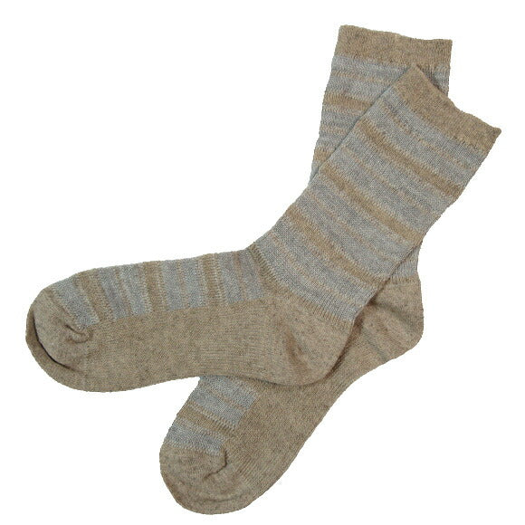 [2 colors] ORGANIC GARDEN Linen/Cotton Jacquard Border Socks for Men and Women [8-0026] 