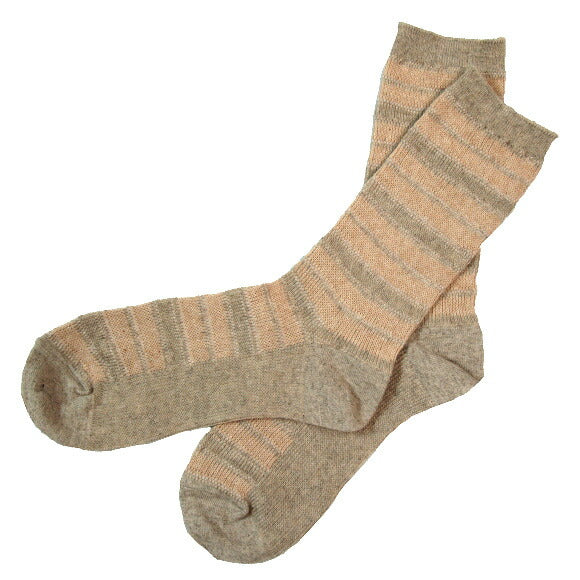 [2 colors] ORGANIC GARDEN Linen/Cotton Jacquard Border Socks Men's/Women's [8-8160]