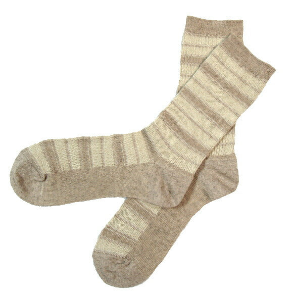[2 colors] ORGANIC GARDEN Linen/Cotton Jacquard Border Socks for Men and Women [8-0026] 