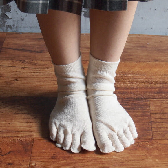 [2 colors] ORGANIC GARDEN Layered Socks Bengara Dyed 5 Toes &amp; Slub 2 Pairs Women's [8-8181]