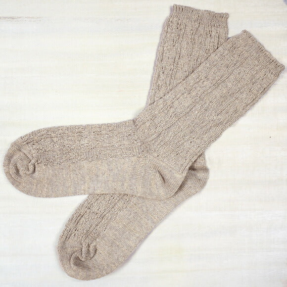 ORGANIC GARDEN Linen Cotton Lynx Pattern Socks Ladies [8-8208] 