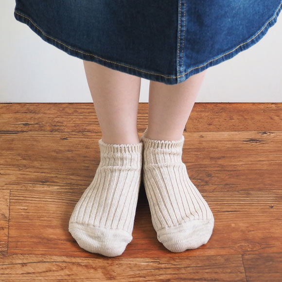 ORGANIC GARDEN Supima Rib Sneaker Socks for Men and Women [8-0030] Ankle-length socks that won't slip off easily 