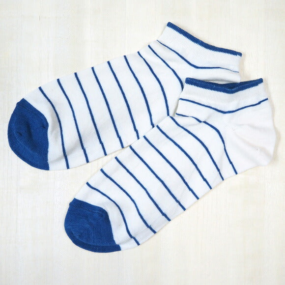 ORGANIC GARDEN Indigo Plain Line Sneaker Socks for Women [8-0029-22] Ankle-length socks 