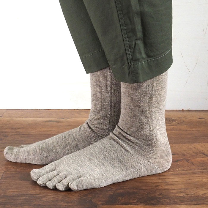 ORGANIC GARDEN Yak Wool x Supima Cotton 5 Toe Socks Mok Gray Men's/Women's [8-0403] 