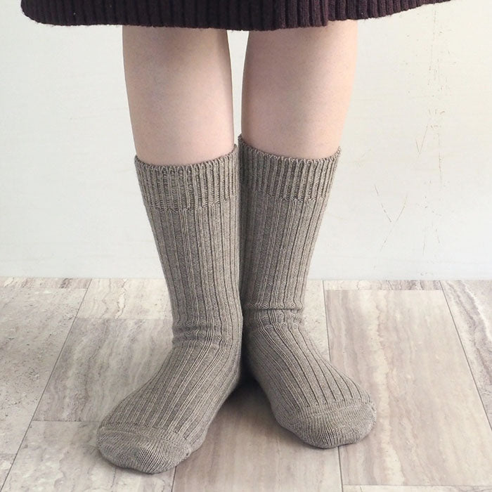 [Choose from two colors] ORGANIC GARDEN Yak wool x Supima cotton ribbed socks, regular length, for men and women [8-0042] 