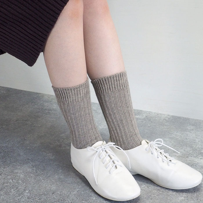 [Choose from two colors] ORGANIC GARDEN Yak wool x Supima cotton ribbed socks, regular length, for men and women [8-0042] 