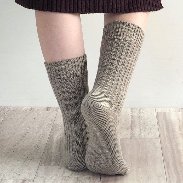 ORGANIC GARDEN Yak Wool x Supima Cotton Ribbed Socks Regular Length Men's &amp; Women's [8-8257] 