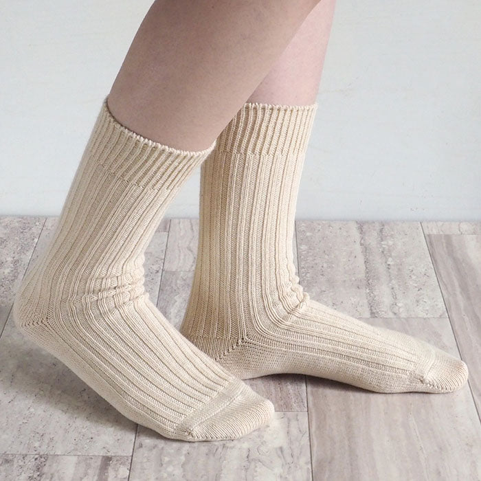 ORGANIC GARDEN White Yak Wool Ribbed Socks for Men and Women [8-8292] 