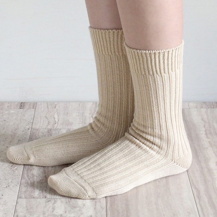 ORGANIC GARDEN White Yak Wool Ribbed Socks for Men and Women [8-8292] 