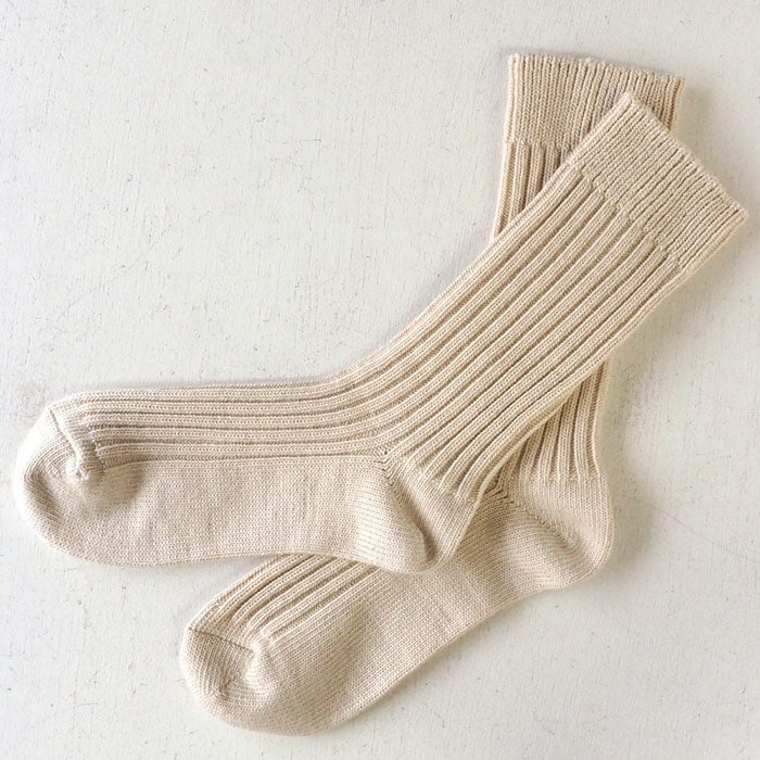 ORGANIC GARDEN White Yak Wool Ribbed Socks for Men and Women [8-8292] 