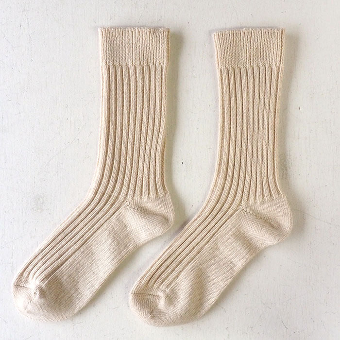 ORGANIC GARDEN White Yak Wool Ribbed Socks for Men and Women [8-8292] 