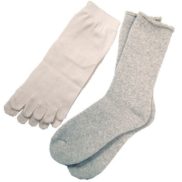 ORGANIC GARDEN Layered Socks 5 Toes &amp; Yak Pile Mok Gray 2 Pairs Women's [8-8265] 