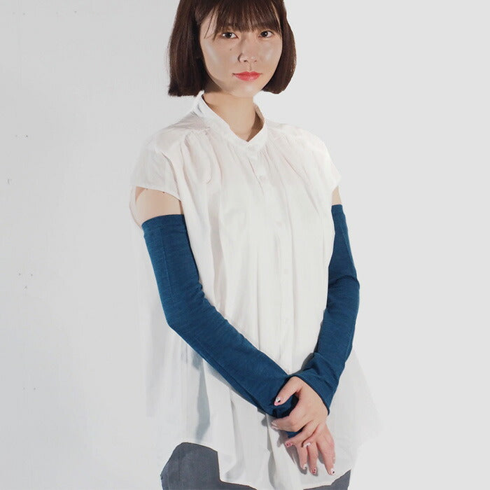 ORGANIC GARDEN Non-Constricting Arm Covers, Organic Garden UV Care, 100% Organic Cotton, Indigo Dyed, Women's [8-0804-79]
