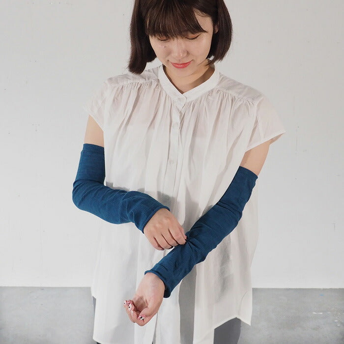 ORGANIC GARDEN Non-Constricting Arm Covers, Organic Garden UV Care, 100% Organic Cotton, Indigo Dyed, Women's [8-0804-79]