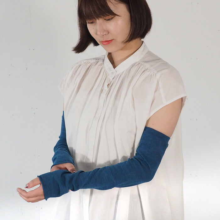 ORGANIC GARDEN Non-Constricting Arm Covers, Organic Garden UV Care, 100% Organic Cotton, Indigo Dyed, Women's [8-0804-79]