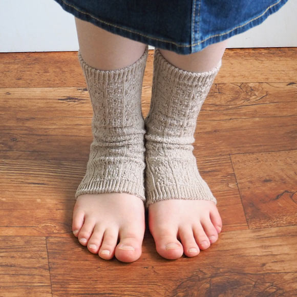 ORGANIC GARDEN Linen/Organic Cotton Lynx Pattern Sandal Socks Open Toe Women's [8-8854] 