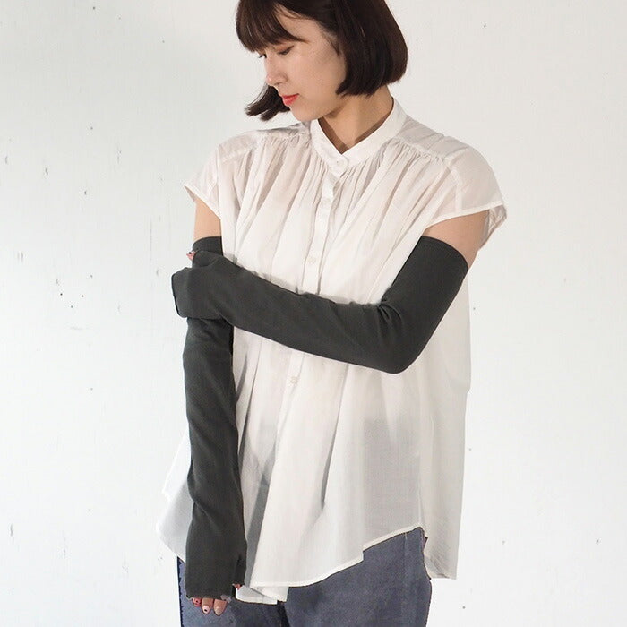 ORGANIC GARDEN Arm Covers, Long Length, Organic Garden UV Protection, 100% Organic Cotton, Gallnut Dyed, Natural Black, Fingertip Free, Women's [8-0806-79] 