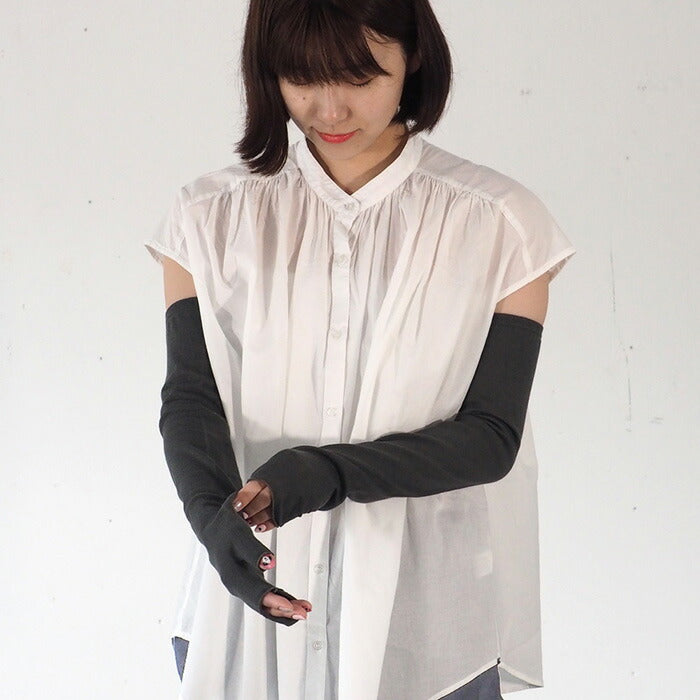 ORGANIC GARDEN Arm Covers, Long Length, Organic Garden UV Protection, 100% Organic Cotton, Gallnut Dyed, Natural Black, Fingertip Free, Women's [8-0806-79] 