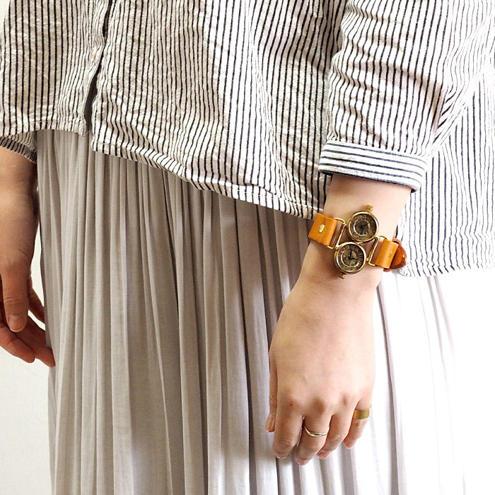 Watanabe Koubou Handmade Watch “Dragonfly-DT” Dual Time Donut Index [NW-183-DI] 