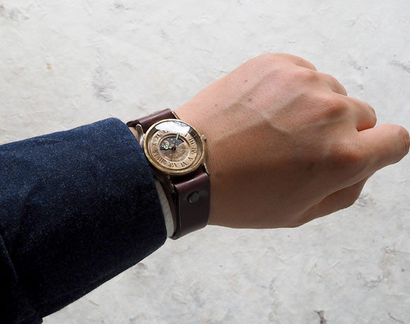 Watanabe Koubou Handmade Watch “S-WATCH2-B-SUN &amp; MOON” Men's Brass [NW-207-SM] 