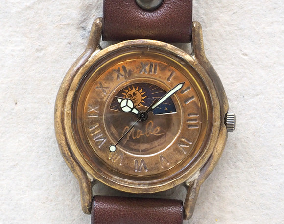 渡辺工房 手作り腕時計 “S-WATCH2-B-SUN＆MOON” メンズブラス [NW-207-SM]