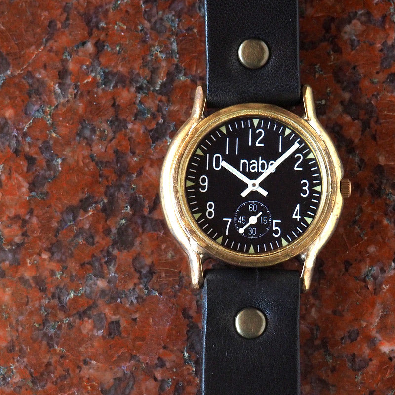渡辺工房 手作り腕時計 “S-WATCH2-B-SSP”メンズブラス 黒文字盤 スモールセコンド [NW-207SSP-BK]