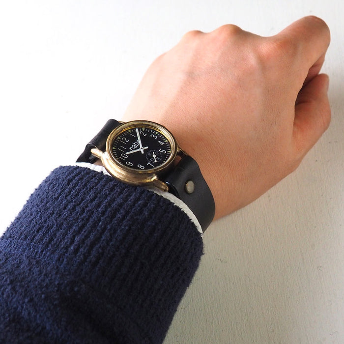 渡辺工房 手作り腕時計 “S-WATCH2-B-SSP”メンズブラス 黒文字盤 スモールセコンド [NW-207SSP-BK]