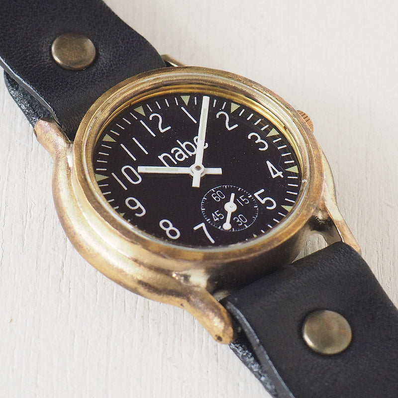 渡辺工房 手作り腕時計 “S-WATCH2-B-SSP”メンズブラス 黒文字盤 スモールセコンド [NW-207SSP-BK]