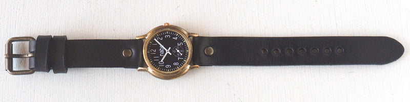 渡辺工房 手作り腕時計 “S-WATCH2-B-SSP”メンズブラス 黒文字盤 スモールセコンド [NW-207SSP-BK]