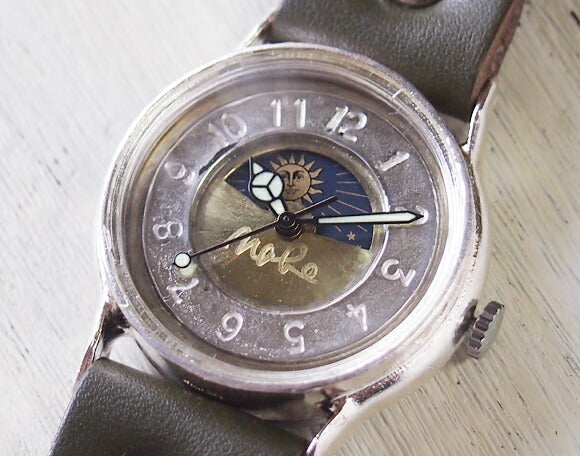 渡辺工房 手作り腕時計 “S-WATCH2-S-SUN&MOON” メンズシルバー [NW-207SV-SM]