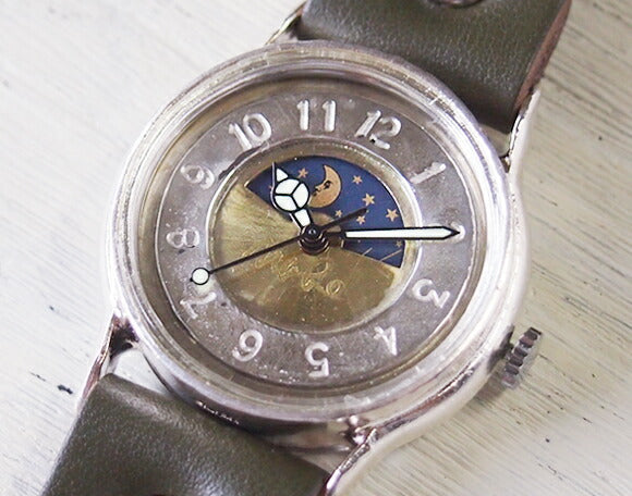 渡辺工房 手作り腕時計 “S-WATCH2-S-SUN&MOON” メンズシルバー [NW-207SV-SM]