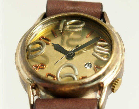 渡辺工房 手作り腕時計“On Time-B”デイト付き メンズブラス [NW-214B-DATE]