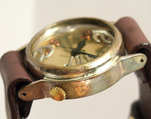 渡辺工房 手作り腕時計“On Time-B”デイト付き メンズブラス [NW-214B-DATE]