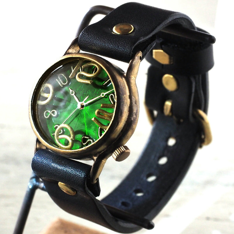 渡辺工房 手作り腕時計 “On Time-B” クリアグリーン文字盤 メンズブラス [NW-214B-GR]
