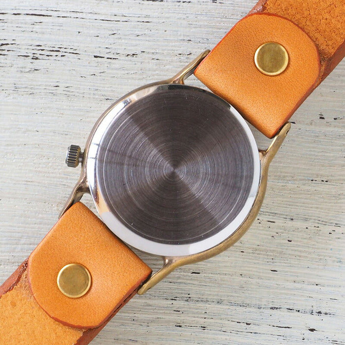 渡辺工房 手作り腕時計 “On Time-B” クリアオレンジ文字盤 メンズブラス [NW-214B-OR]
